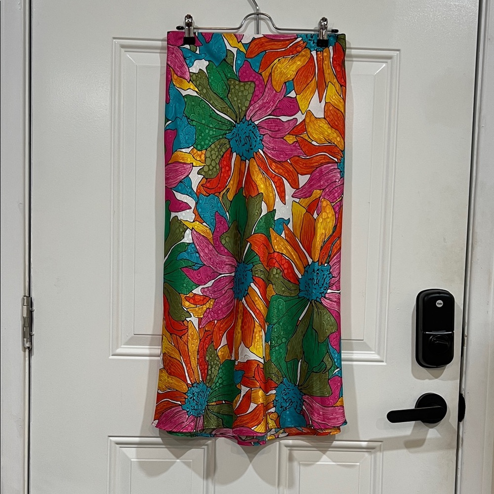 Rachel Zoe Multi-Color Floral Midi Skirt